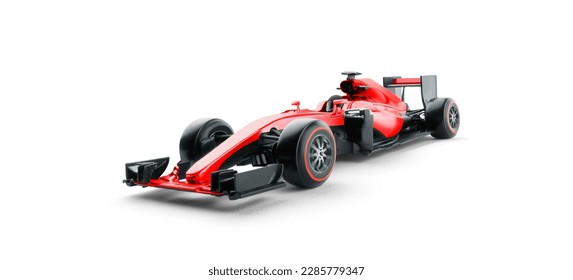 Race car and driver angled view isolated on white background. 3D Rendering - Shutterstock ID 2285779347
