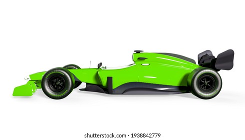 race car in white background side view, 3d illustration
