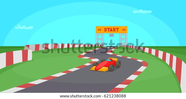 Race competition\
horizontal banner concept. Cartoon illustration of race competition\
 horizontal banner for\
web