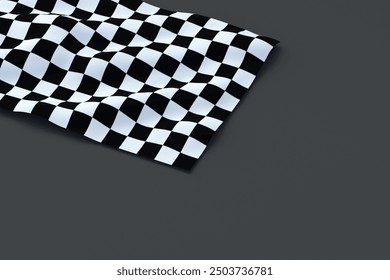 Race flag on black background. Car racing. Start or finish symbol. Auto sport. Championship and competition concept. Copy space. 3d render - Powered by Shutterstock