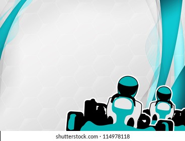 Race Poster: Man And Gokart Background With Space