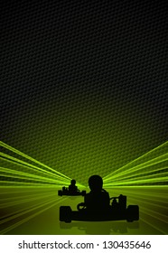 Race Poster: Man And Gokart Background With Space