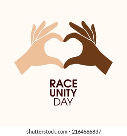 Race Unity Day Illustration. Hand Heart Love Gesture Silhouette Icon. Palm Of Hand In Heart Shape Design Element. Second Sunday In June. Important Day