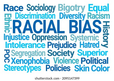 Racial Bias Word Cloud On White Background