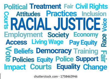 Racial Justice Word Cloud On White Background