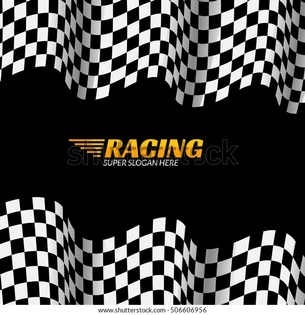 Racing background with race flag, sport design\
banner or poster