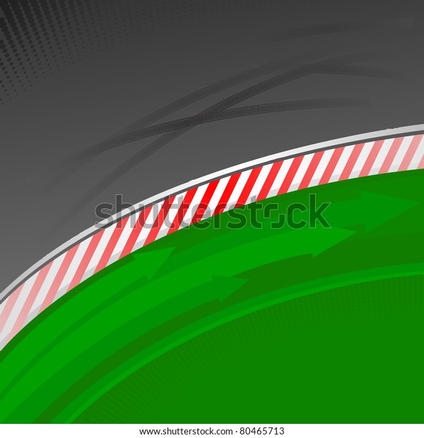 racing background with tire marks on\
track road turn, green grass part with arrows\
JPEG