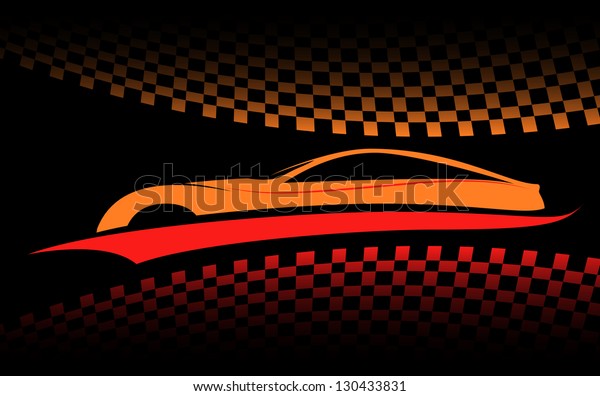 Racing car with Checkered flags. Racetrack\
background design