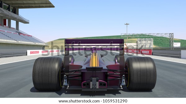 Racing Car Crossing Finish Line And Winning The\
Race - High Quality 3D\
Rendering