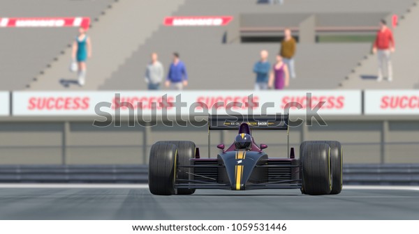 Racing Car Crossing\
Finish Line And Winning The Race - High Quality 3D Rendering With\
Camera Depth Of\
Field