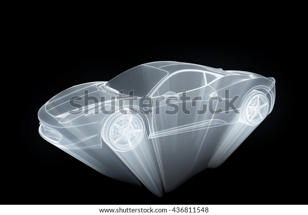 Racing Car\
Hologram Wireframe. Nice 3D\
Rendering\
