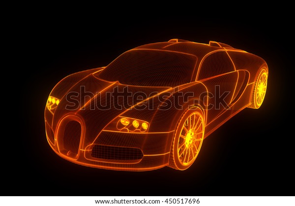 Racing Car\
Hologram Wireframe. Nice 3D\
Rendering\
