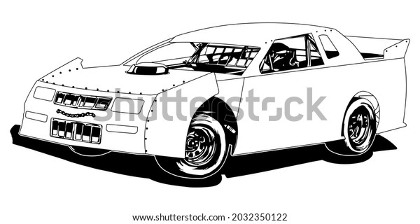 Racing car isolated on white background. abstract
silhouette. line
art.