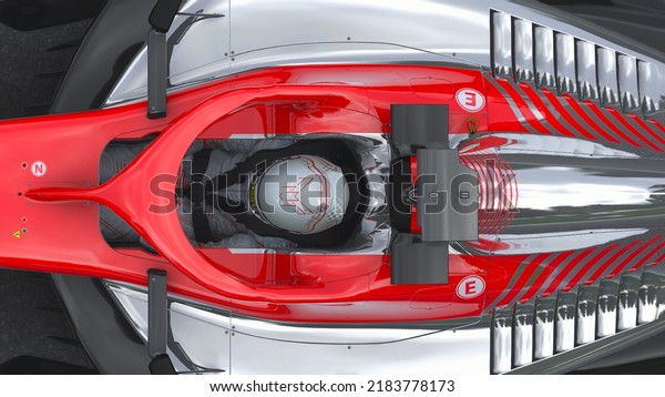 Racing car top view\
close 3D\
illustration