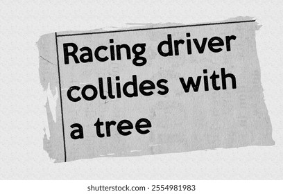 Racing driver collides with a tree  - current breaking daily news story communication copy newspaper headline article title in UK 1959