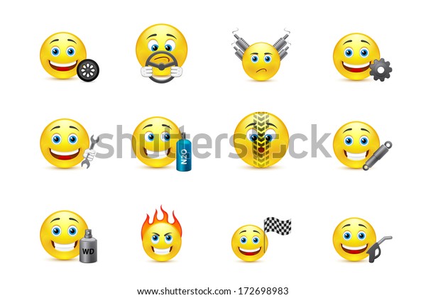 racing equipment smiles icons\
set