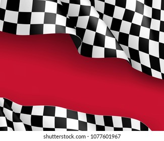 Racing flag canvas realistic red background. Symbol marking start and finish.  illustration - Powered by Shutterstock