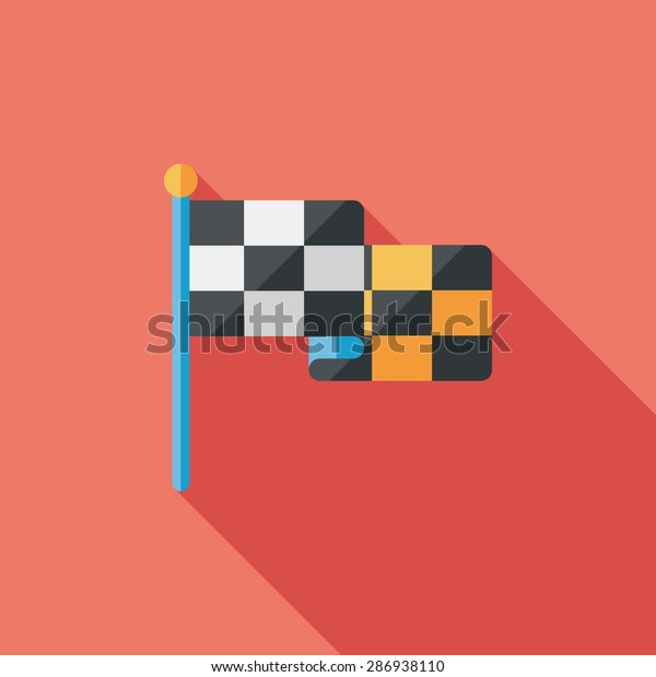 racing flags flat icon\
with long shadow