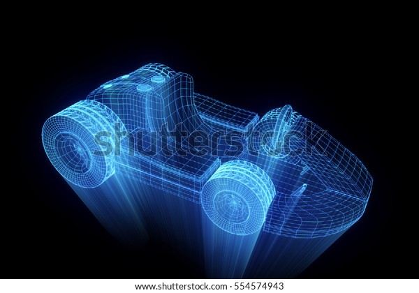 Racing Go\
Kart Hologram Wireframe. Nice 3D\
Rendering\
