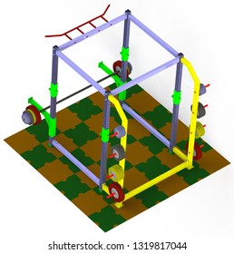 rack exercise machine with a barbell 3d