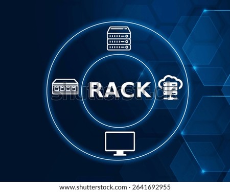 rack tech concept.A framework or structure used to hold and organize hardware, especially servers or network devices.