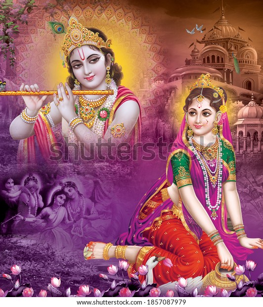 Radha Krishna Radha Krishna Poster Design Stock Illustration 1857087979