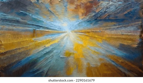 Radial light ray backdrop. Digital painting concept art. 2d illustration.