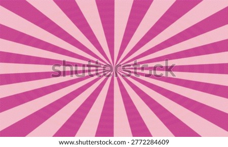 A radial pattern of alternating pink and light pink stripes emanates from the center, overlaid with a subtle halftone dot texture.