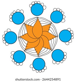 Radial simmetry with lines and colors