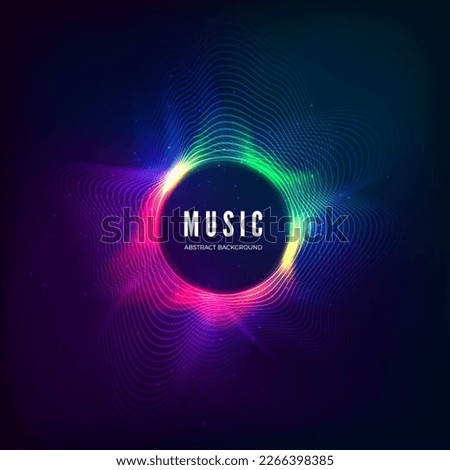 Radial sound wave curve with light particles. Colorful equalizer visualisation. Abstract colorful cover for music poster and banner. Logo background circular visions Photo stock © 
