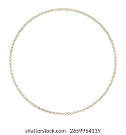A radiant 3D render of a circular frame crafted from classic golden metal chains. Ideal for luxury digital borders, jewelry themes, or elegant design accents.