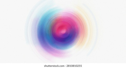 Radiant circular motion blur effect displaying a brilliant spectrum of colorful gradients. Soft light emanates from the center creating artistic depth.