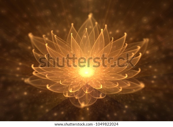 Radiant orange lotus with rays of light,\
Water Lily, enlightenment or meditation and universe, magic scene,\
abstract\
illustration