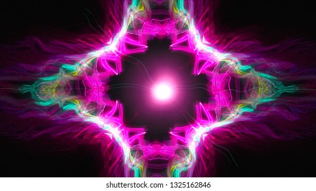Radiation abstraction with light - distortion of space with shiny effect, computer generated background, 3D rendering