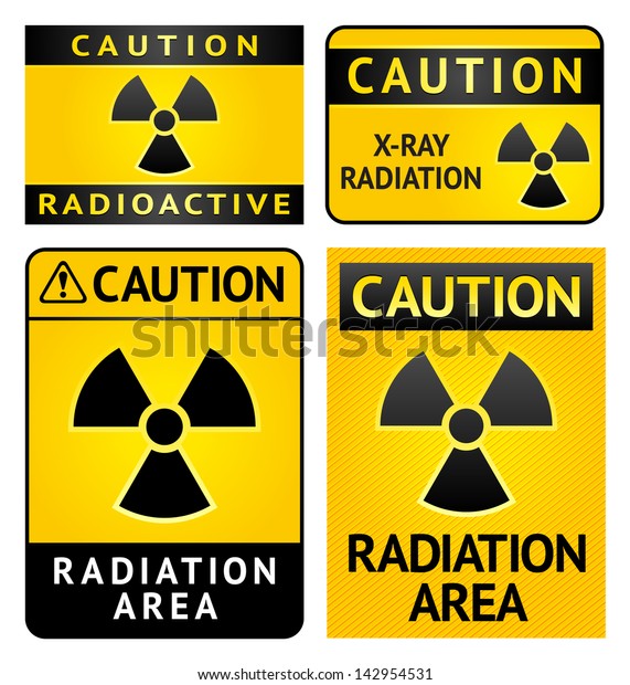 Radiation Hazard Stickers Four Labels Rasterized Stock Illustration ...