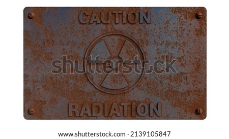 Radiation rusted sign 3D rendering