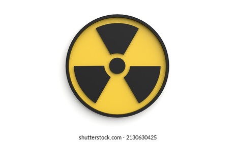 Radiation warning sign 3d representation, nuclear simbol isolated on white that represents radioactive contamination, atomic waste and hazard radioactivity pollution