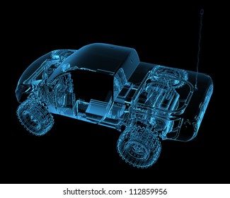 Radio Controlled R/C Toy Car (3D Xray Blue Transparent)