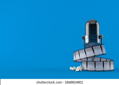 Radio microphone with film strip isolated on blue background. 3d illustration - Powered by Shutterstock