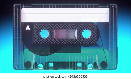 Radio tape recorder, audio cassette. Tape on an old vintage cassette. Retro music concept. 3d illustration. - Powered by Shutterstock