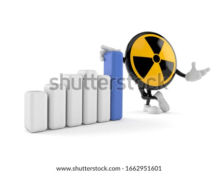 Radioactive character with chart isolated on white background. 3d illustration