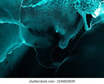 Radiology Background. Black Biotechnology Fluid. Blue Biomedical Artwork. Original Splash With Smoke Effect. Liquid Pattern. Micro Human Body Scan. Turquoise Radiology Background.