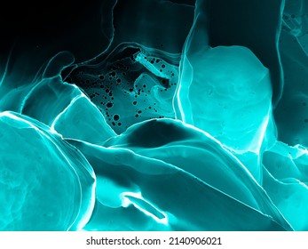 Radiology Watercolor. Fashion Artwork With Smoke Effect. Cosmic Splash. Black Biochemistry Pattern. Turquoise Microscopy Fluid. Macro Human Bone Render. Blue Radiology Watercolor.