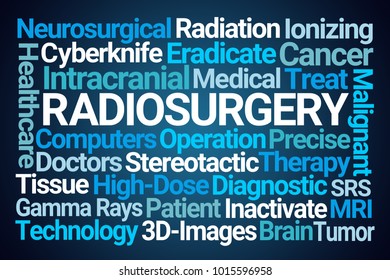 Radiosurgery Word Cloud On Blue Background