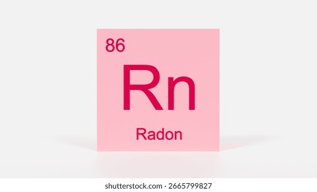 Radon Element 3D Render - Periodic Table Box with Atomic Number 86, Scientific Education, Chemistry Classroom, Modern Science Poster, and Laboratory Wall Art
