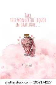 Rady made gift postcard Take this wonderful liquor in gratitude    I love you  Admit to whom you love!