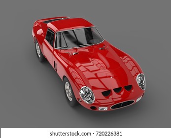 Rage Red Vintage Race Car - High Angle Shot - 3D Illustration