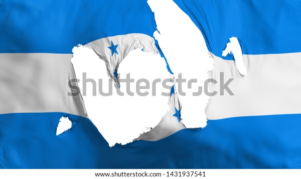 Ragged\
Honduras flag, white background, 3d\
rendering