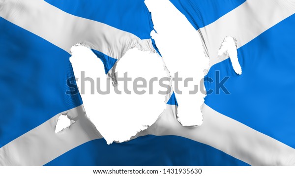 Ragged\
Scotland flag, white background, 3d\
rendering