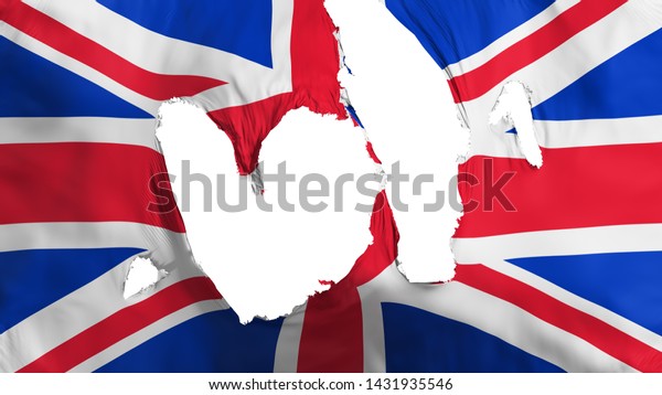 Ragged United Kingdom UK flag, white\
background, 3d\
rendering